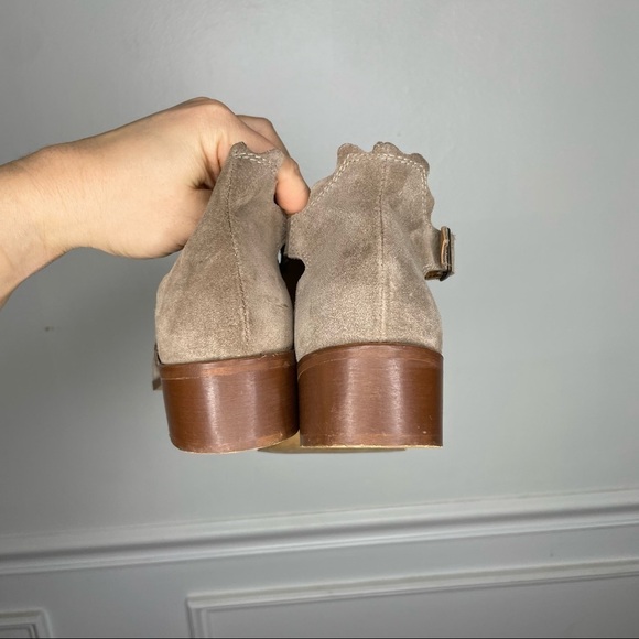 Klub Nico Athroplogie Scalloped Taupe Suede Leather Ankle Cutout Booties 10 - Picture 8 of 10